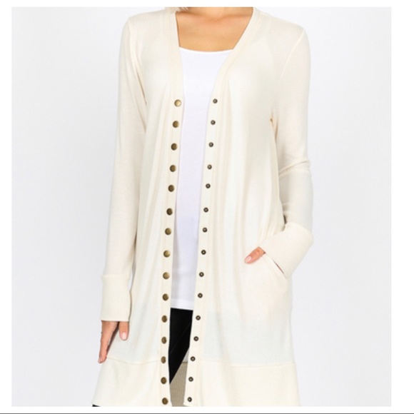 LongLine Off White Best Selling Sweater Cardigan - Picture 4 of 4